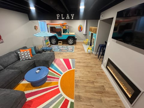 Beach themed Game room - Decorated for a Summerween theme in October and Christmas in July in December:)