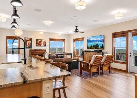 Stylish open-concept design blends comfort and mountain charm