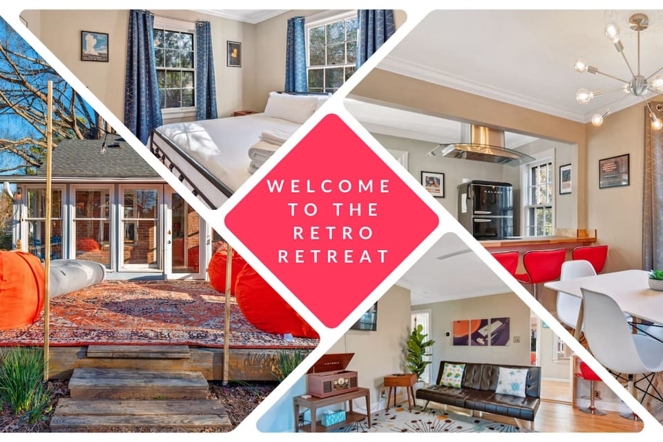 Retro Retreat | 2BR + King Bed, Porch & Fire Pit - Raleigh
