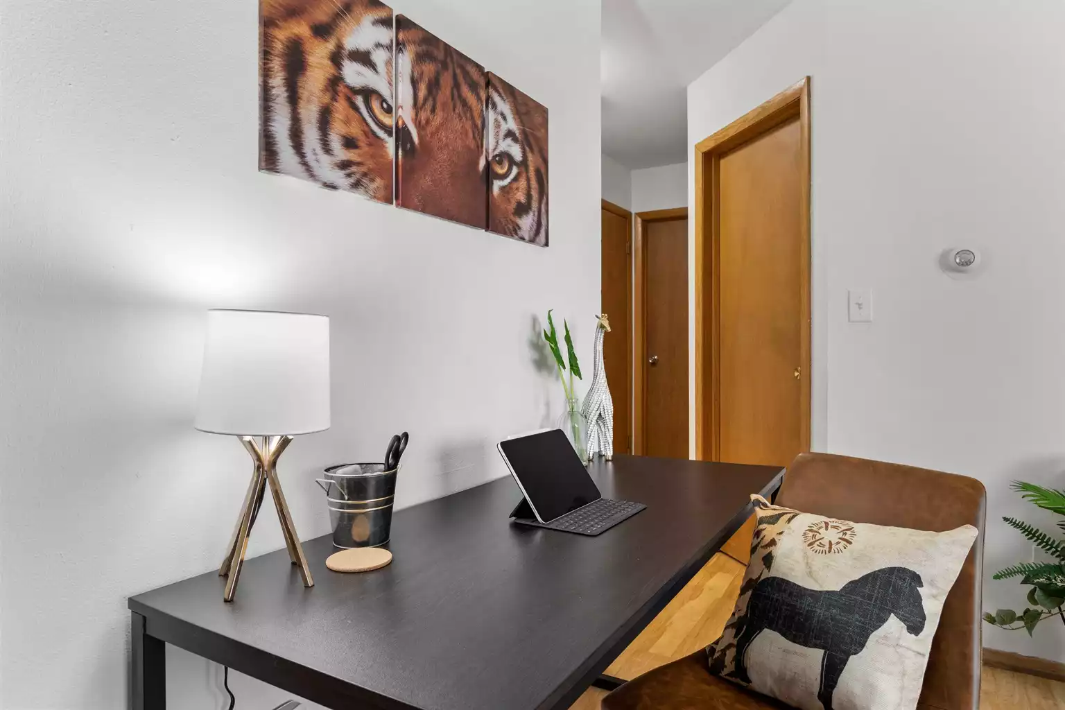 Pens, dry erase markers and scissors are provided. Laptop not included! =D