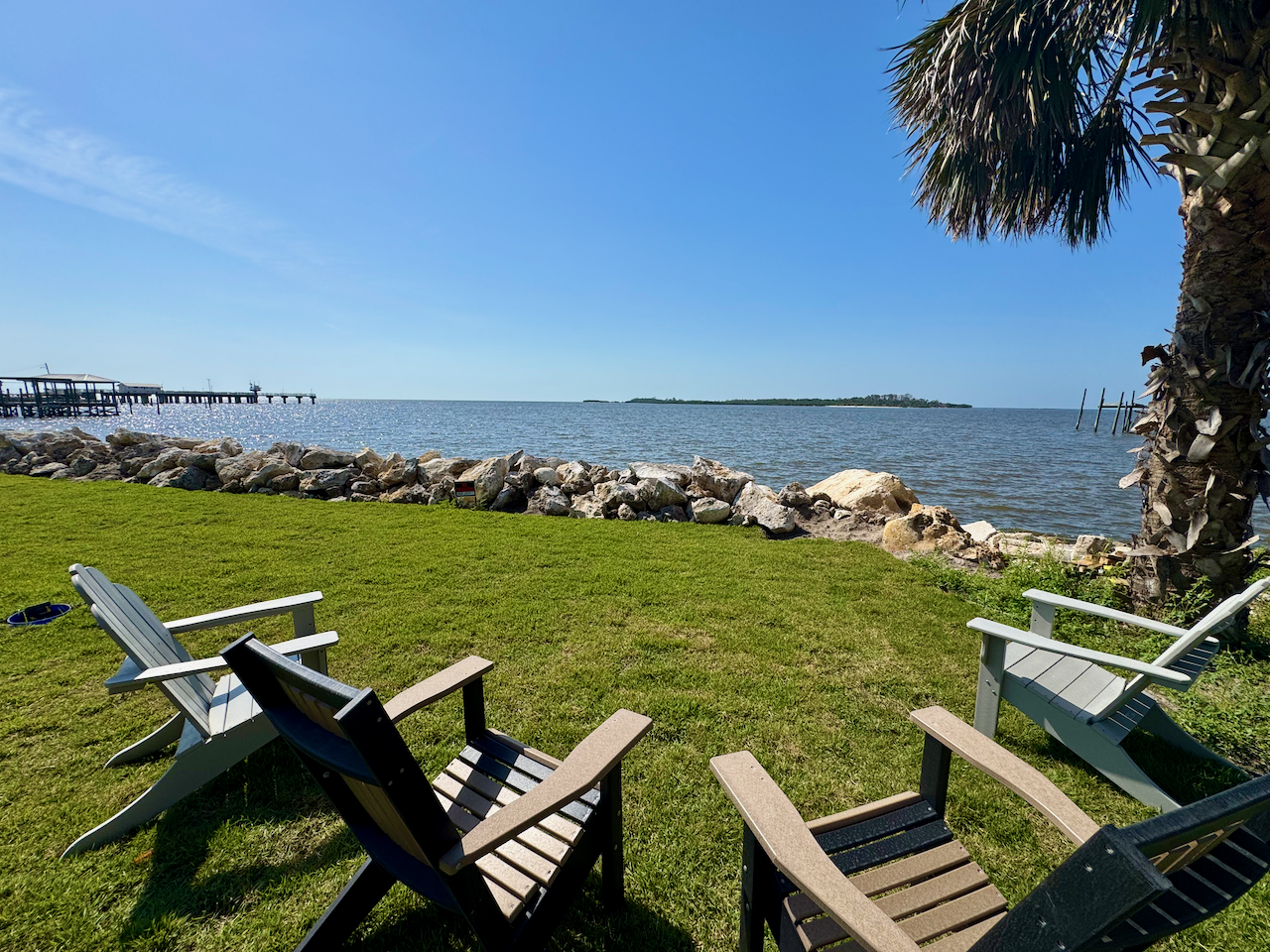 Outdoor Seating with Stunning View of Gulf from Backyard!