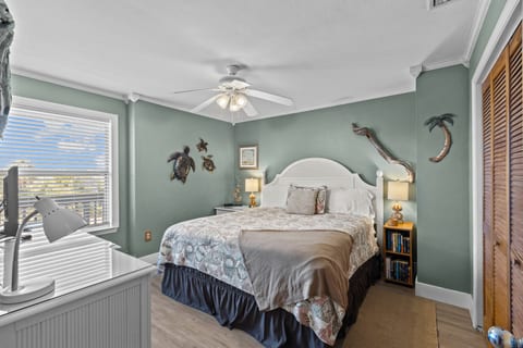 Master bedroom with King Bed and master bath access.