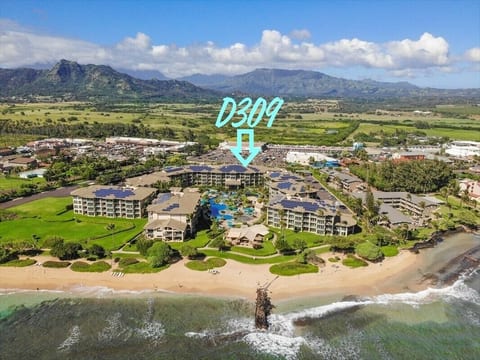 Condo is located with beautiful views of the Kauai Mountains.