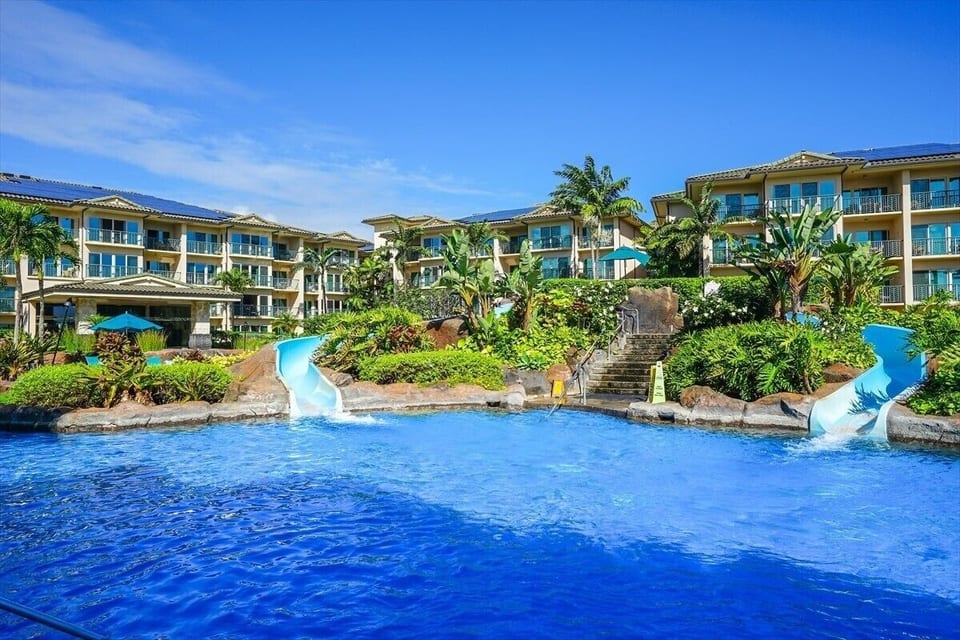 Great pool with double waterslides!