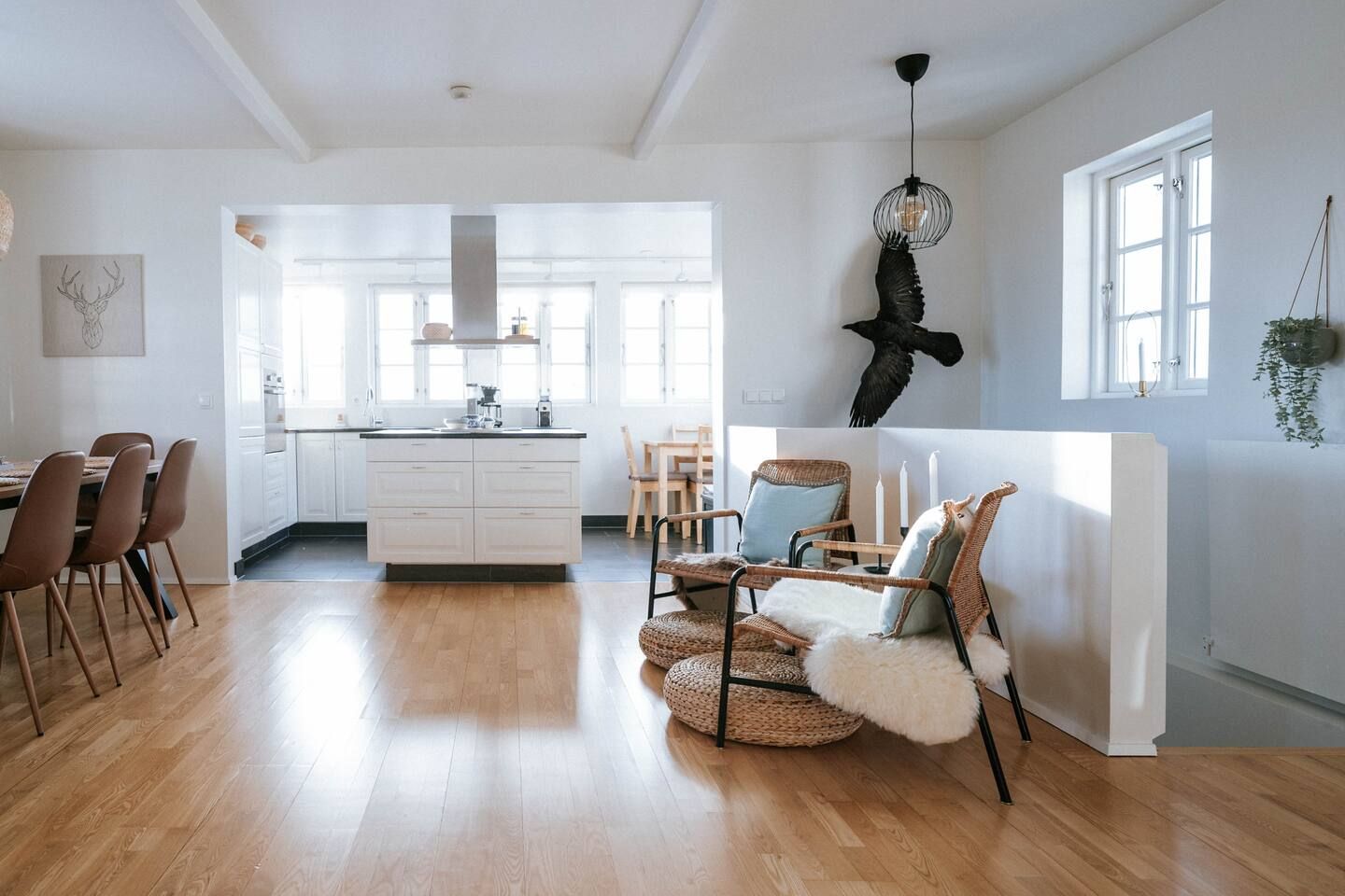 A bright, welcoming space designed for slow mornings and cozy evenings — gather here with a cup of coffee, unwind after exploring, or simply enjoy the soft natural light that fills the room.