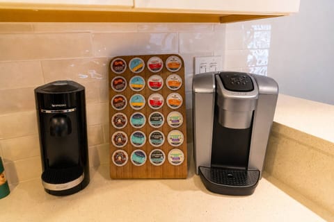 Craving a morning or afternoon coffee? We have you covered with your very own coffee making Keurig machine and if you want an espresso, we have a nespresso machine too. The kitchen comes with espresso/coffee pods to flavor your coffee just right