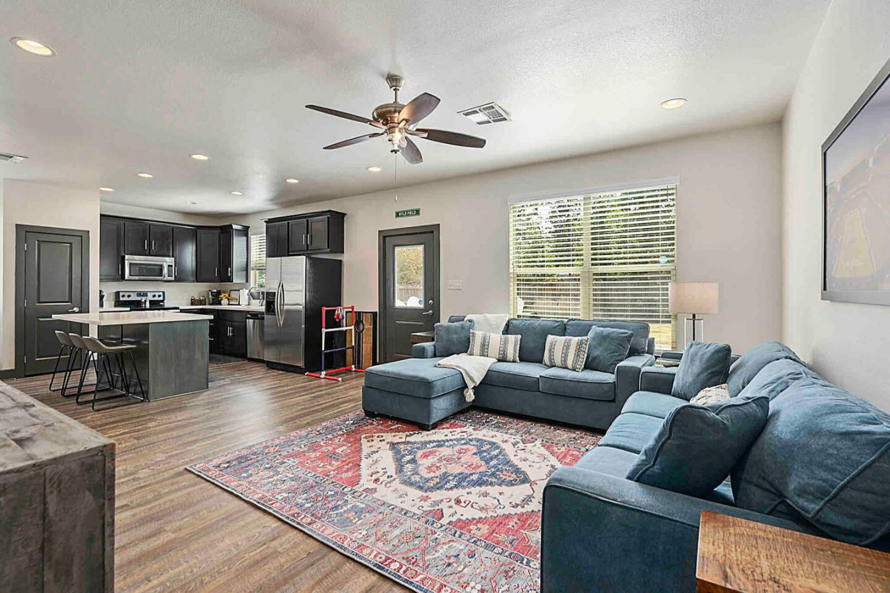 Open concept living dining and kitchen