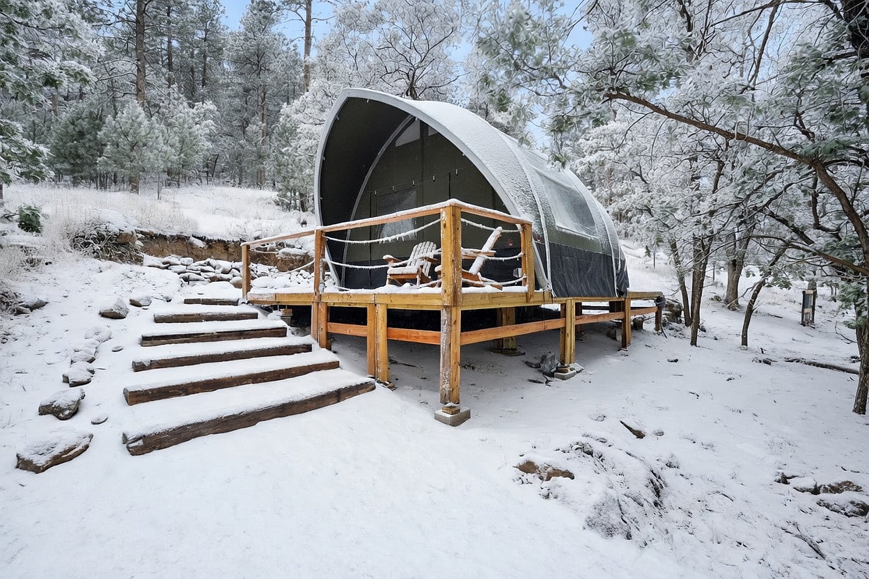 Boutique Glamping Escape in Winter Pines