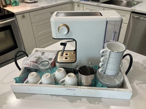Start your morning w/ a homemade latte or espresso, French press or just coffee!