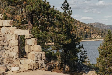 A view of Big Bear Lake from the Old Dam Keepers House. The dam keeper’s task was supervising releases of lake water for irrigation in lower elevations.