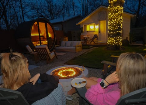 Cozy nights by the fire under the lights.