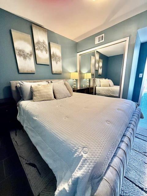 Drift into relaxation on an extra-plush queen-size mattress, wrapped in soft linens and styled for a hotel-quality sleep experience.