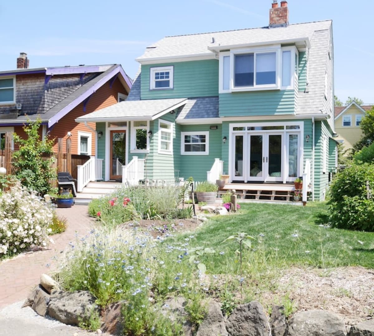 Cozy MIL apt - entrance is downstairs and to the left of the French doors. 