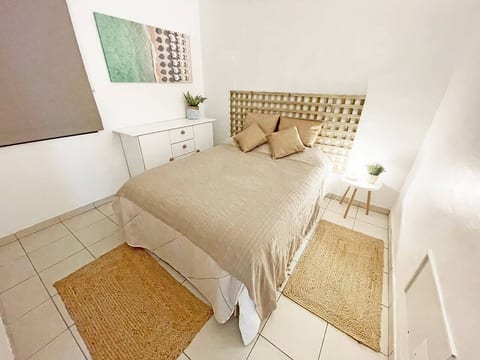 Bedroom: View to king comfy size bed