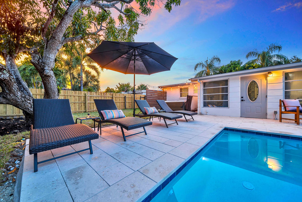 We love swimming at sunset and watching the sky change colors right before our eyes!