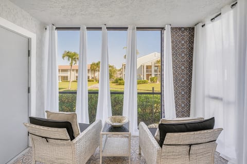 Cozy private patio to enjoy your morning coffee.