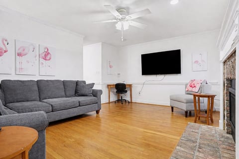 Living room with desk.