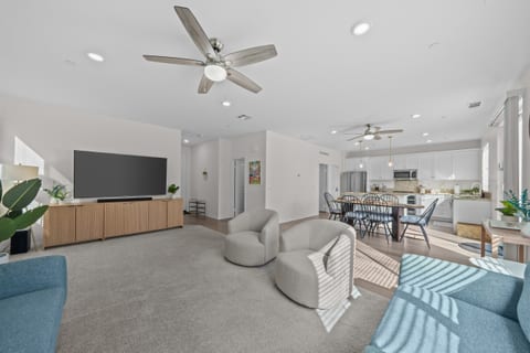 Relax and unwind in our spacious open layout living room with 75 inch TV (Netflix and YouTube TV included)!