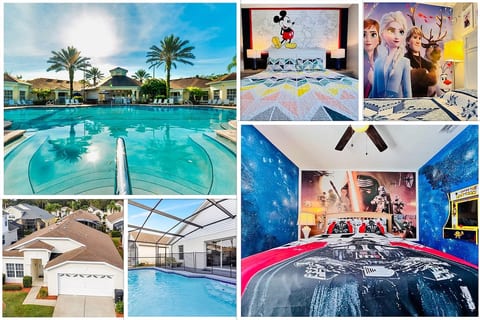 Luxury Mickey and Disney Themed Villa, with Frozen, Star Wars, Mickey rooms and private pool, watch the sunset with the kids after a long day at theme parks!