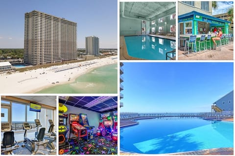 Endless amenities include private beachfront, indoor and 2 outdoor pools, saunas, gyms with a view, game room for the kids, and a poolside tiki bar.  Also enjoy the Starbucks onsite as well as it's own ice cream shop.
