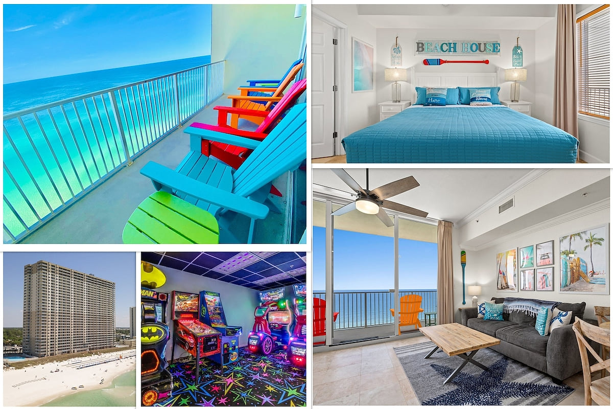 Wake up to amazing million dollar gulf views, have a seat in our rainbow colored Adirondack chairs!  There's always a favorite color for everyone.  Also, remember to catch sights of dolphins and stingrays from your private balcony!