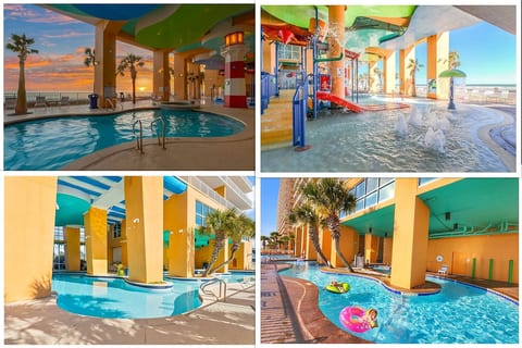 Enjoy all that Splash has to offer: Family friendly resort, extra large balconies stretching two rooms, lazy rivers, splash aqua waterpark, heated pools, hot tubs.