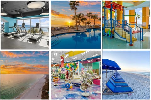 Enjoy all that Splash has to offer: Family friendly resort, extra large balconies stretching two rooms, lazy rivers, splash aqua waterpark, heated pools, hot tubs. Additional Amenities include gym, candy shop (paid), beach chair service (paid).