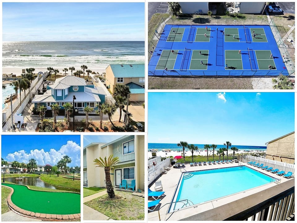 Great ready for endless summers and beach fun! Build awesome memories year round, The weather is always good here.
Enjoy 11 Pools, Yes 11!, Including the gulf front pools, Pickleball! 18 hole mini golf, tennis, shuffle boards, gym and amenities.