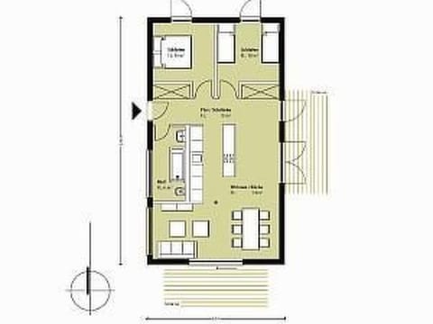 Strandnahes Ferienhaus mit Terrasse und Stellplatz
