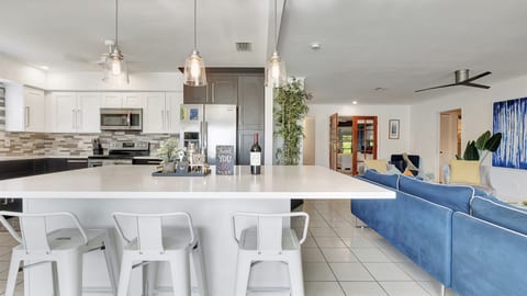 Island with seating for three