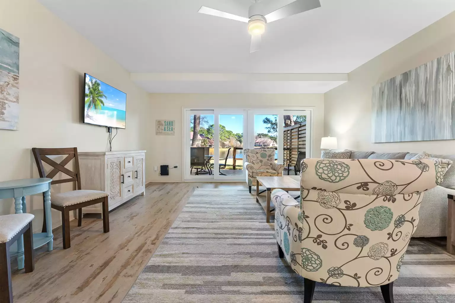 Living area with lake view