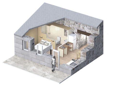 Studio-Apartment für drei Personen
