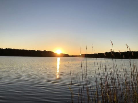 Reetdach Ferienhaus am Lübbesee Sauna Bootsteg neu