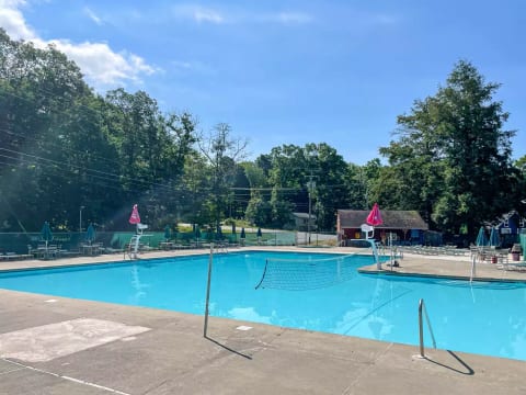 Make a splash and cool off in our spacious heated community pool, open daily from 12-8 PM starting early June 2023