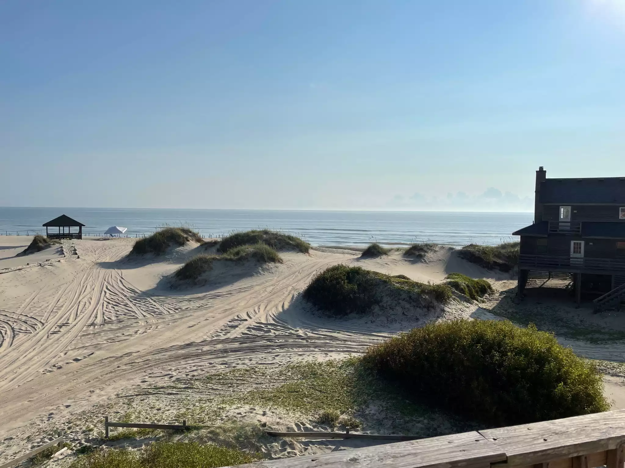 Beach view from back decks. - Sandy Claws Semi-Oceanfront by Wildlife Refuge - Corolla