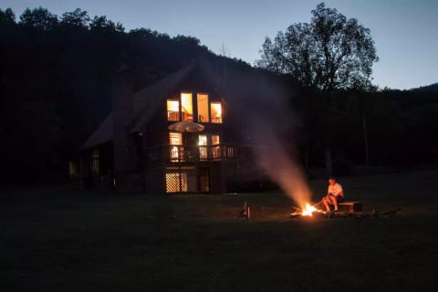 View of the cabin at night