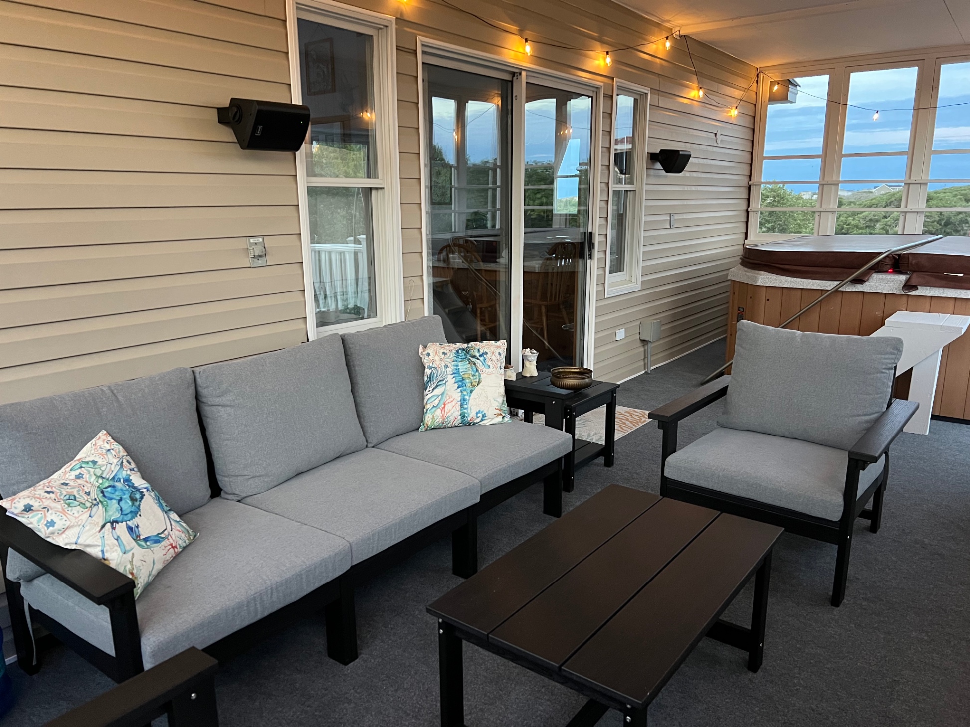 Early evening in the screened in porch