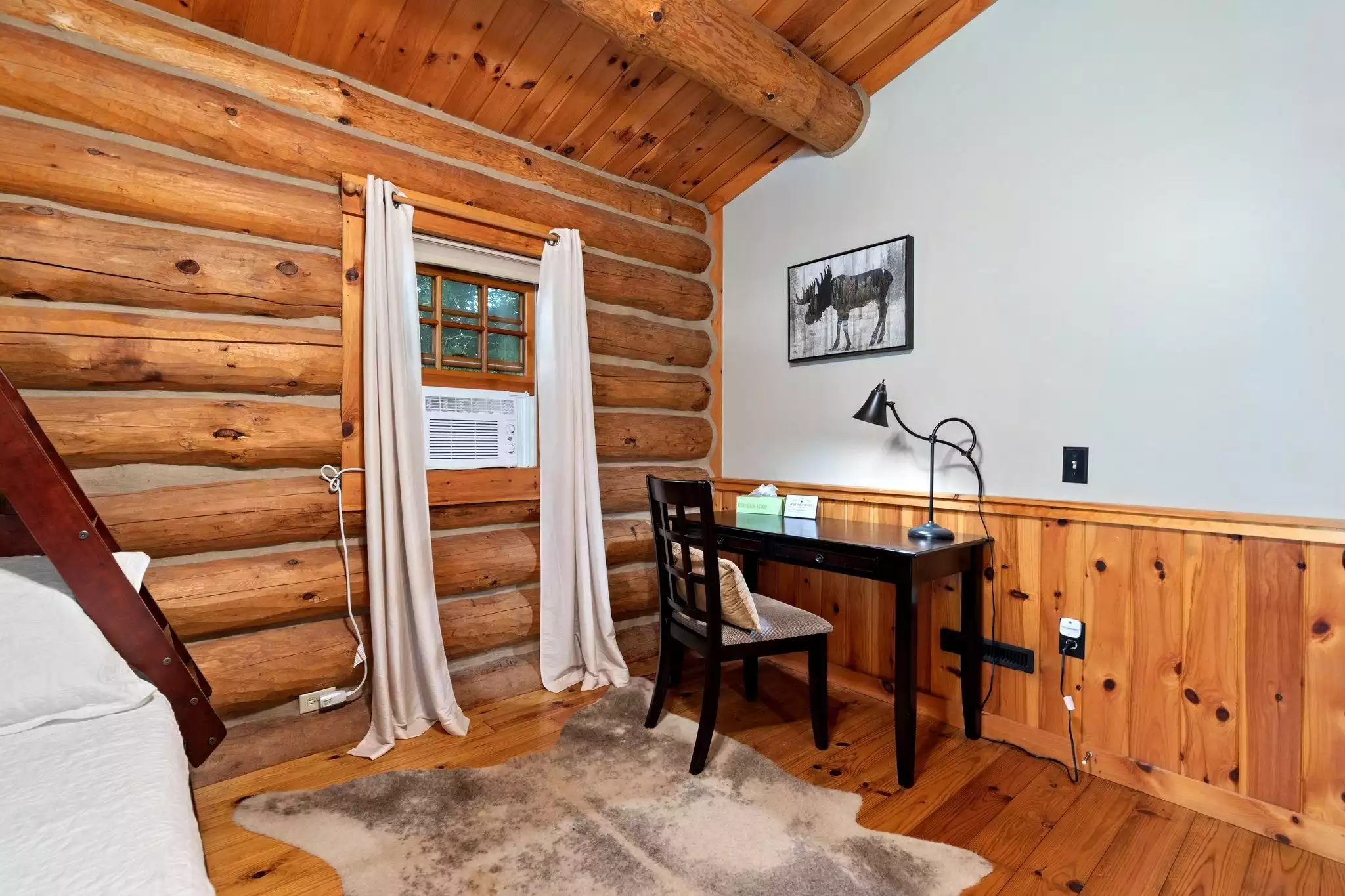 Desk in guest bedroom  - Kane Cabin Log Home w/beach on Baxter Lake, NH - Farmington