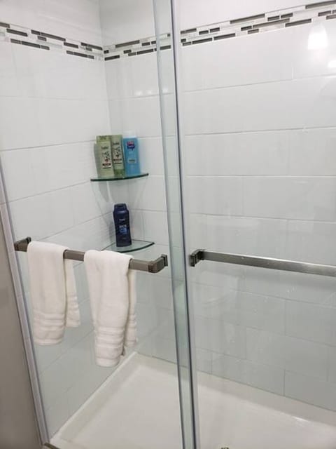 Enjoy a long relaxing shower in our tiled walk-in shower!