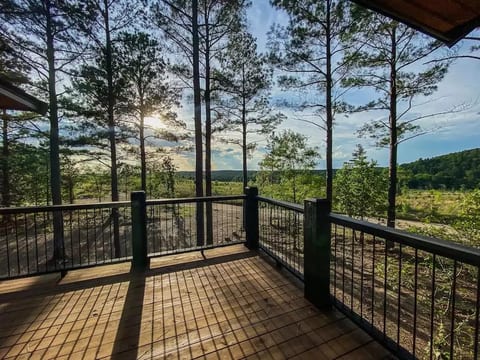 Capture the spectacular sunsets on the upper balcony and watch the storms and sunsets roll in over the mountains! Both king rooms upstairs have direct access to this space. Start your morning sipping coffee in the cushioned rocking chairs.
