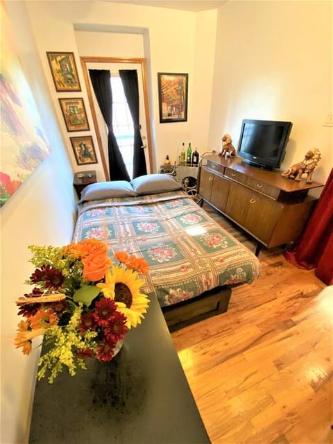 The futon converts into a double-size bed with super-comfortable memory foam mattress.