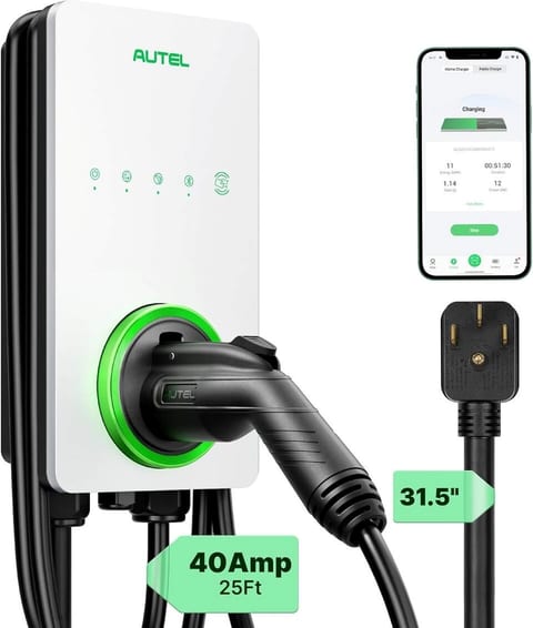 On-site EV charging with smart app access and a 25-ft cable