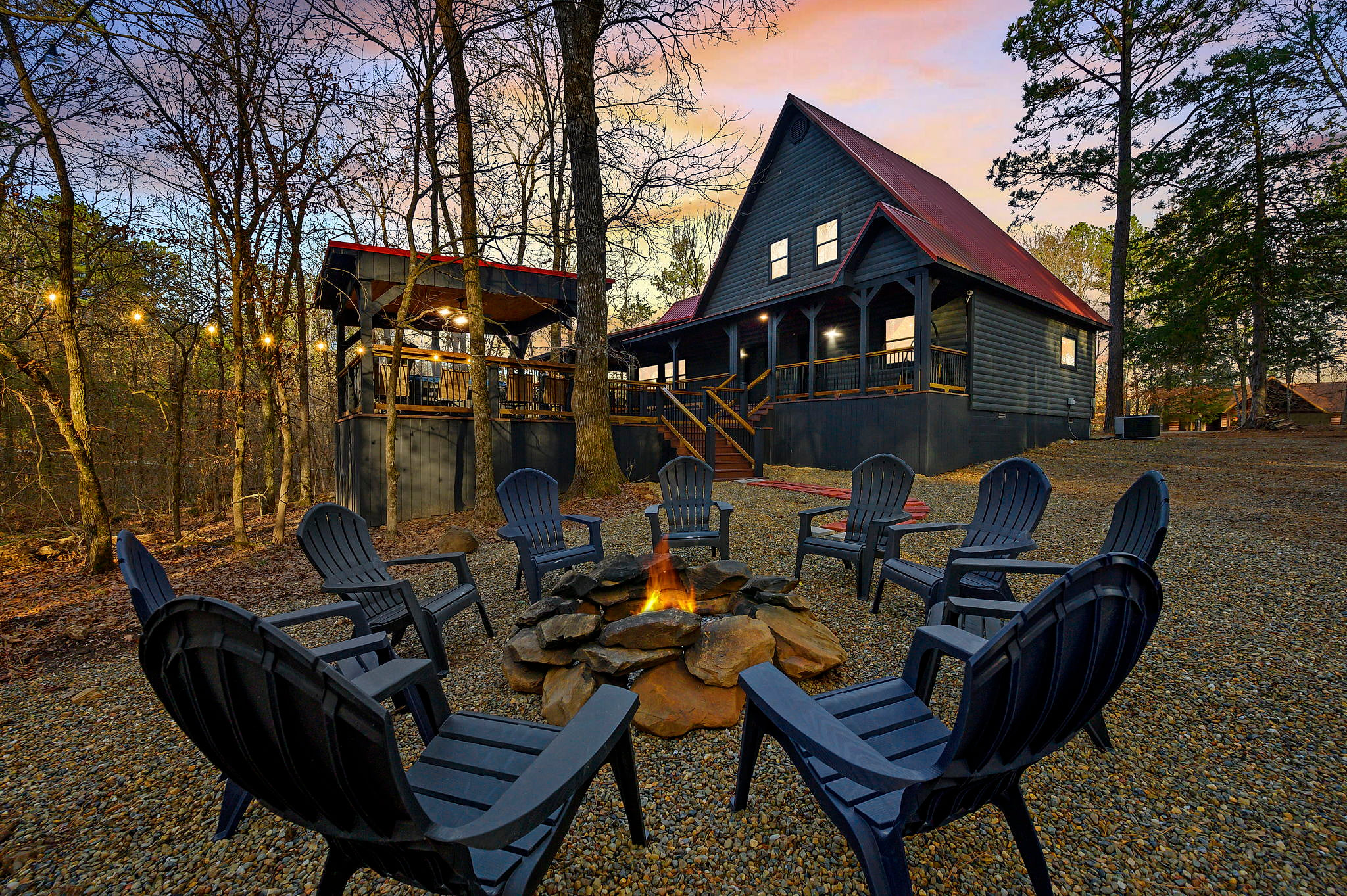 Gather around the fire pit for cozy nights under the stars