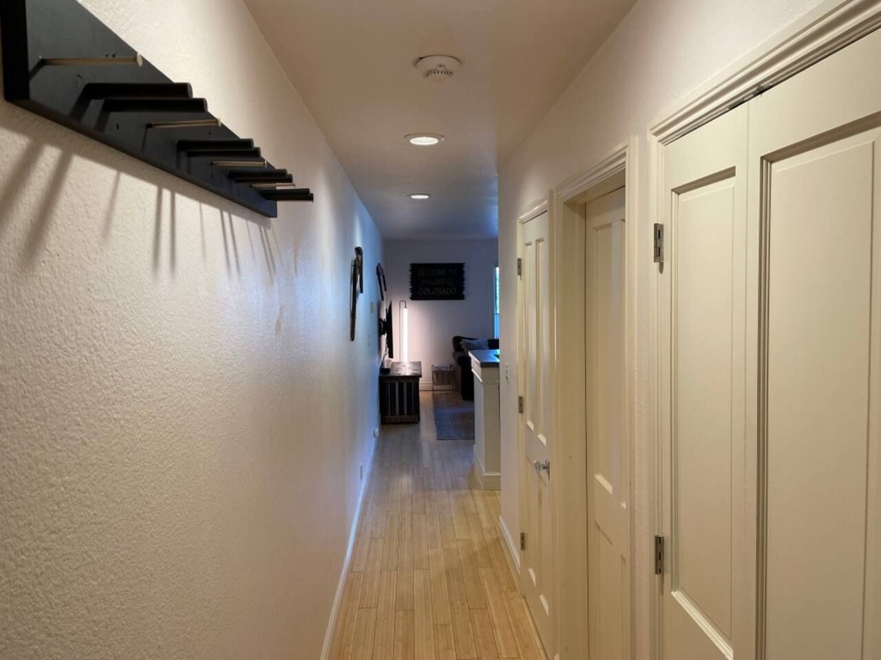 Custom ski rack to hang skis by front door