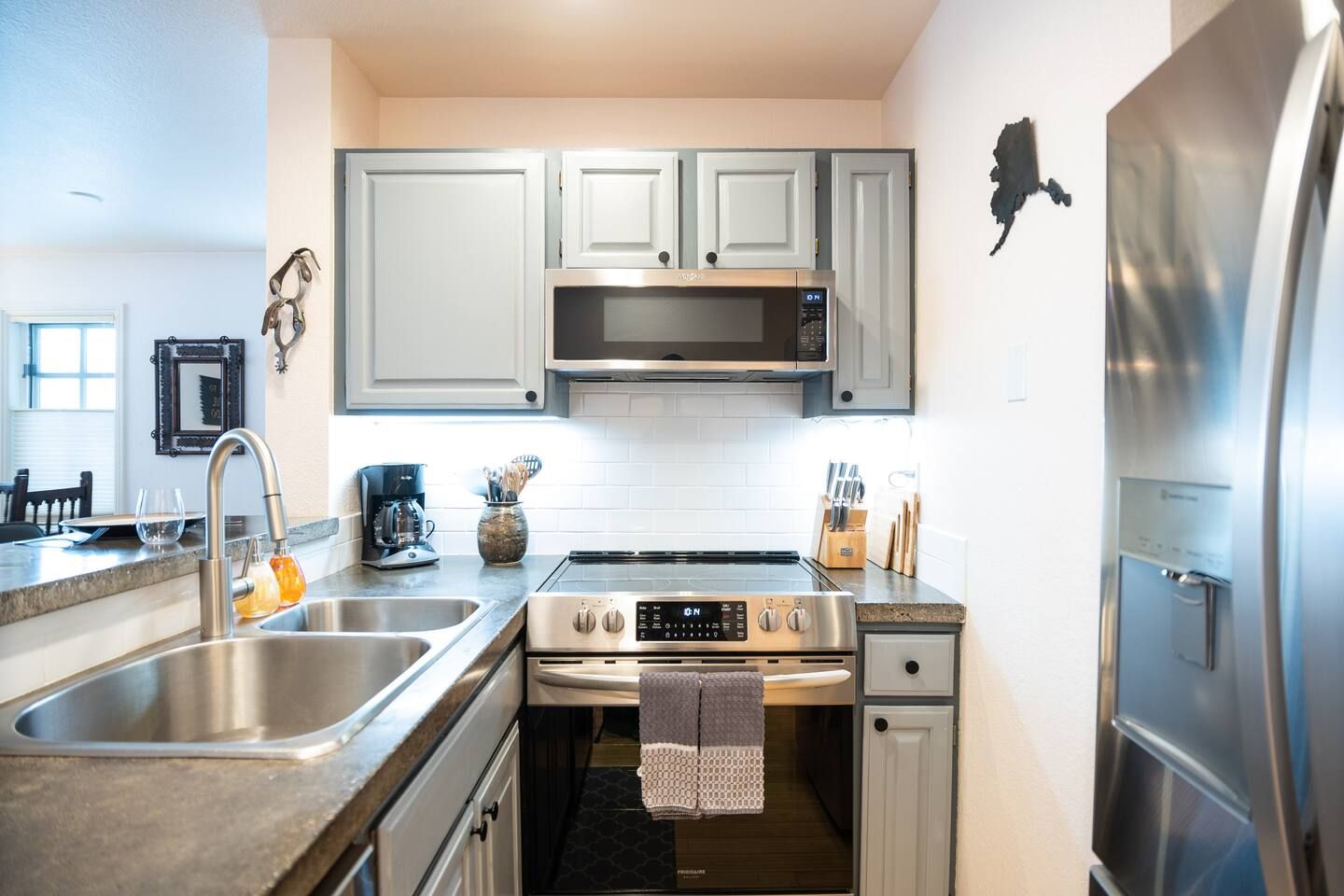 Kitchen has all new appliances and is perfect for entertaining guests.
