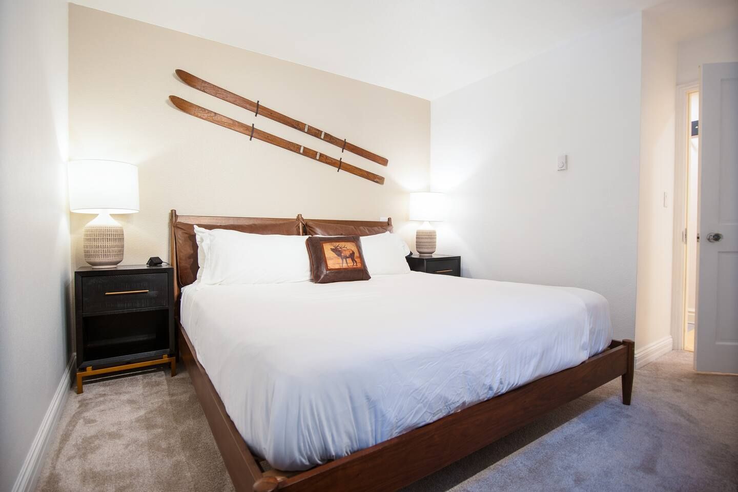 Comfortable new king size bed, furniture and carpet!