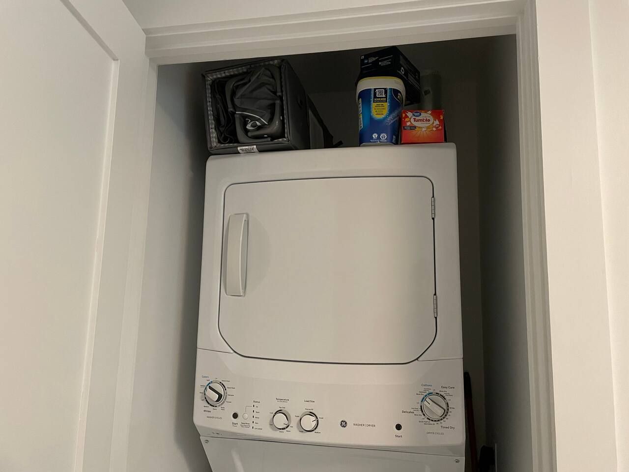 Pack and play provided and stored above washer and dryer. Please bring your own baby sheets