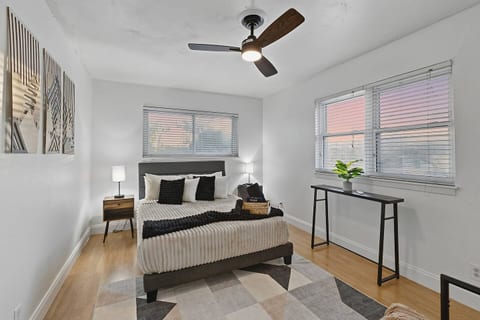 Sleep easy on a queen-size bed with hotel-soft linens, XL plush blanket, and extra pillows. Towels & makeup washcloths provided, and a flat-screen smart TV for streaming.