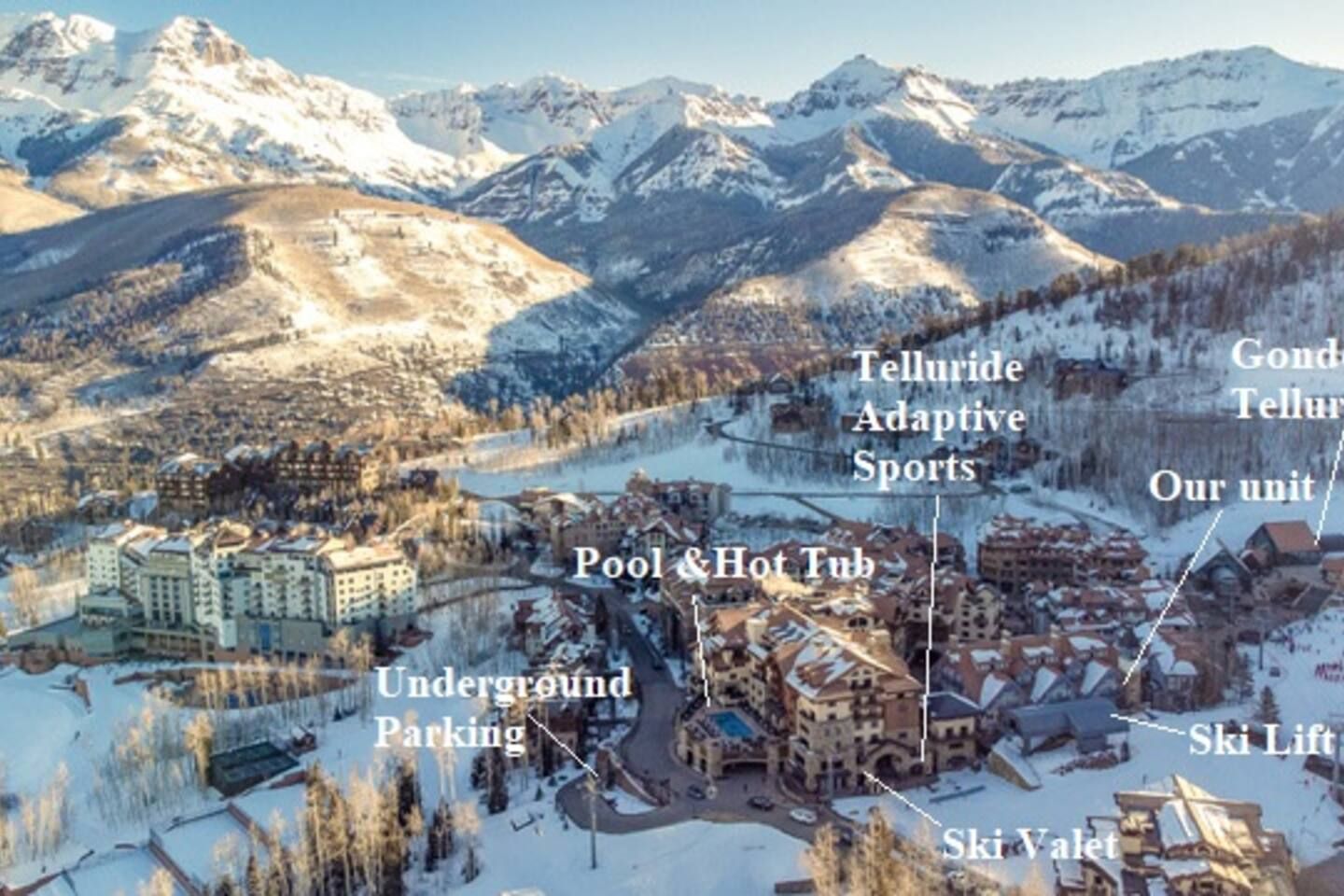 Layout of our ski-in ski-out hotel in Mountain Village