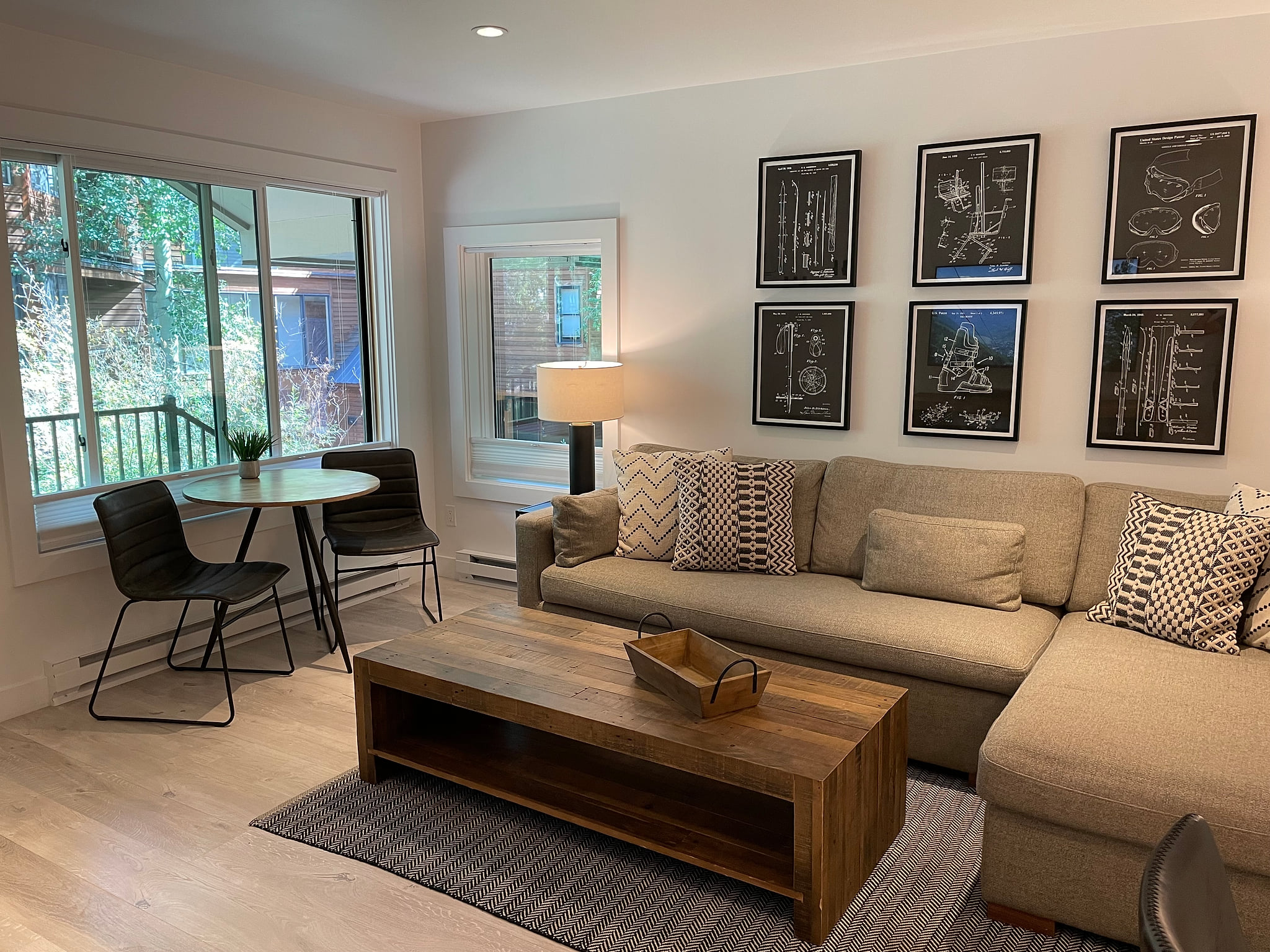 Living room faces the creek.